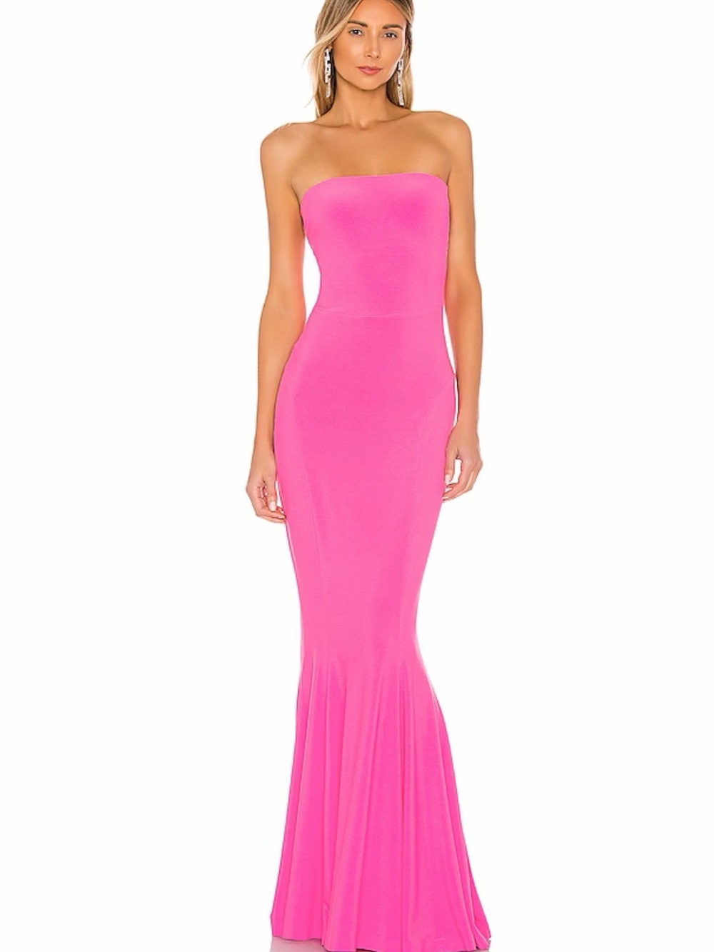 Norma Kamali Strapless Hot Pink Mermaid Gown